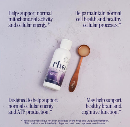 Rho Nutrition Liposomal NAD+- LiquidSupplement Designed to Help SupportAbsorption-Active Form of NAD+ HelpsSupport Normal Cellular Health, HealthyAging, Energy Metabolism and Overall Vitality